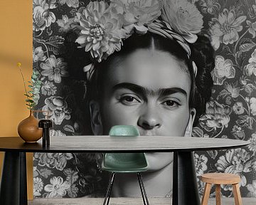 Frida Poster Black and White by Niklas Maximilian