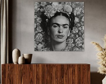 Frida Poster Black and White von Niklas Maximilian