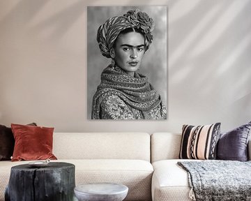 Frida Poster Black and White von Niklas Maximilian