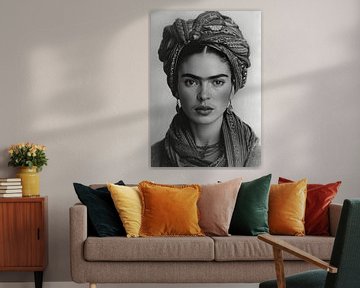 Frida Poster Black and White by Niklas Maximilian