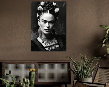 Frida Poster Print noir et blanc sur Niklas Maximilian