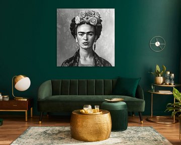 Frida Poster Zwart Wit van Niklas Maximilian