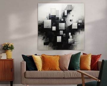 Cubes modern black and white by The Xclusive Art