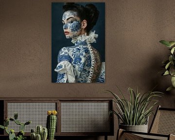 Portrait bleu de Delft sur Ernst Leijdekkers