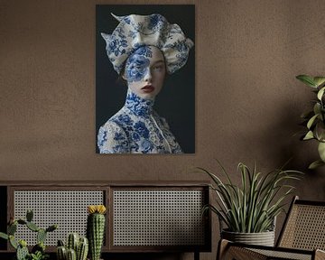 Portrait bleu de Delft sur Ernst Leijdekkers