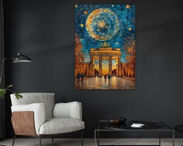 Brandenburg Gate Berlin Moon by Niklas Maximilian