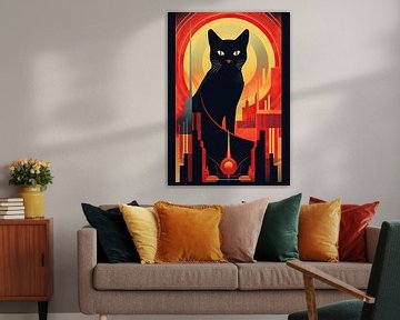 Art Deco Cat Poster by Niklas Maximilian