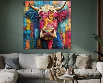 Colourful Mosaic Beef by Vlindertuin Art