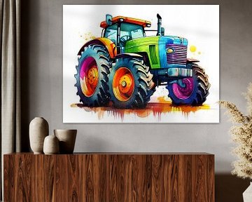 Tracteur coloré sur PixelPrestige