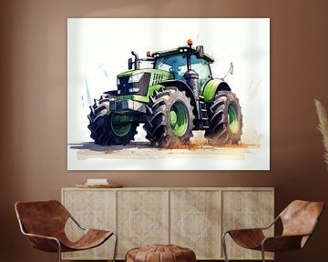 Groene Tractor van PixelPrestige