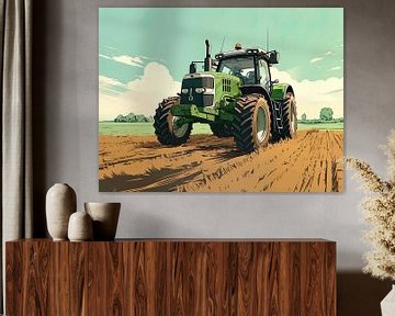 Groene Tractor van PixelPrestige