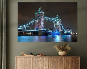 Tower Bridge on the River Thames in England at night by Eye on You