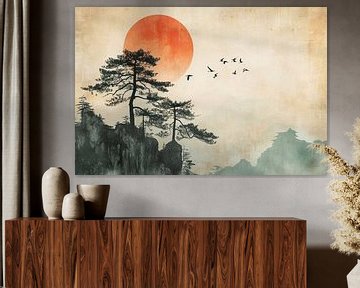 Asian zen landscape by Vlindertuin Art