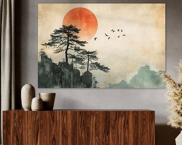 Asiatische Zen-Landschaft von Vlindertuin Art