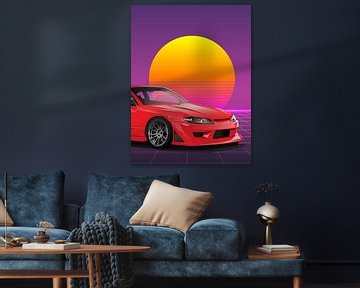 Retro-esthetiek Nissan Silvia S15 Synthwave jaren 80 van Zextrume