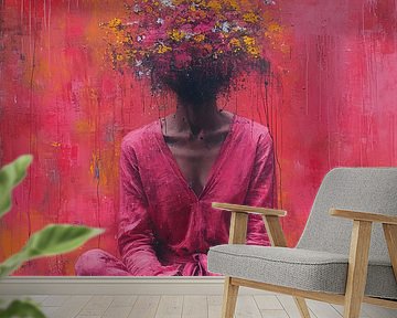 Woman Pink Flower by Art Whims