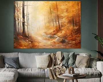 Herbstwald Gemälde | Herbstwald von Abstraktes Gemälde