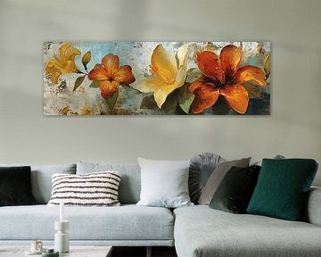 Abstrakte Blumen | Orange Bloom von Blikvanger Schilderijen