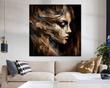 Vrouw Bruin olieverf Abstract van FoXo Art