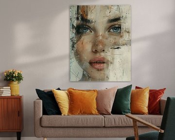 Modern and abstract portrait in mixed media style by Carla Van Iersel