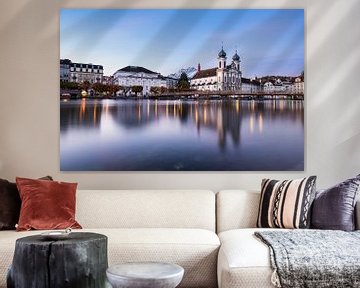 Early morning in Lucerne, The Jesuit Church, Switzerland by José IJedema