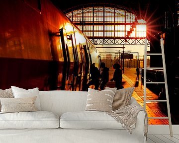 Fahrgäste besteigen den Zug im Bahnhof Den Haag HS