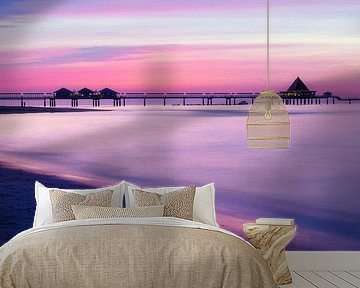 De pier van Heringsdorf bij zonsondergang