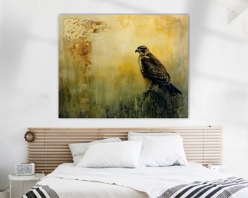 Roofvogel Aquarel | Rustic Avian Aura