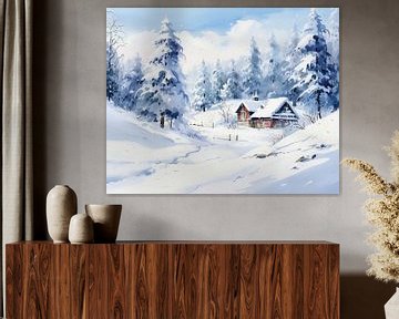 Winterlandschap Schilderij van Abstract Schilderij