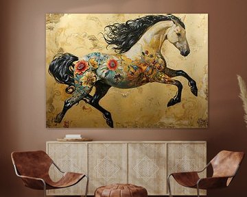 Goldenes Pferd Malerei von Wunderbare Kunst