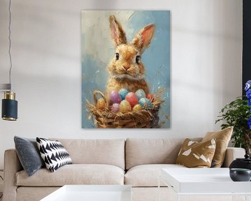 Cheerful Easter bunny with Easter eggs by Studio Allee