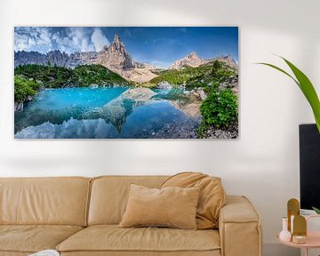 Mountain landscape at Lake Sorapis in the Dolomites