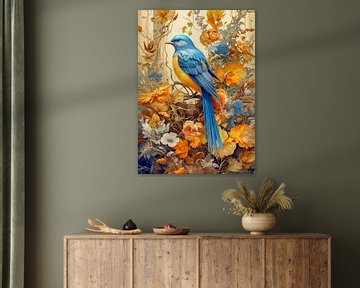 oiseau bleu en fleur sur Thea