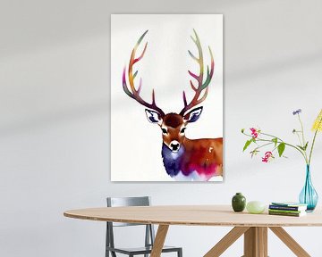 Colourful antlers by De Muurdecoratie