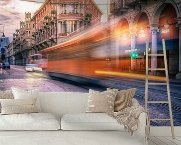 Light tracks: Tram journey through Turin by Night