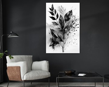aquarelle feuilles noires sur haroulita