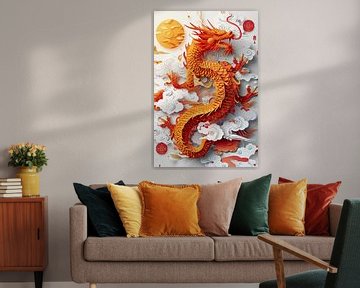 Orange dragon 3d art by haroulita