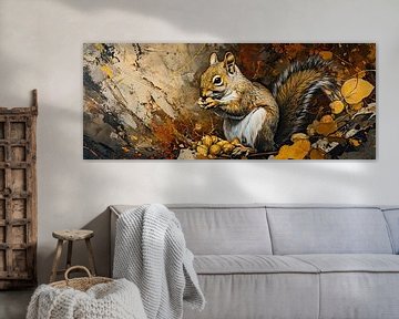 Malerei Eichhörnchen Herbst von Kunst Laune