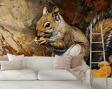 Schilderij Eekhoorn Herfst van Kunst Kriebels