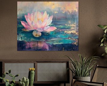 Lotus Schilderij | Serene Petal Glow Lotus van Kunst Company