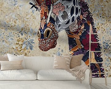Blumen Giraffe | Floral Giraffe von Wunderbare Kunst
