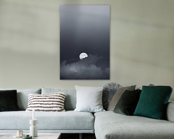 Volle maan in zwart-wit