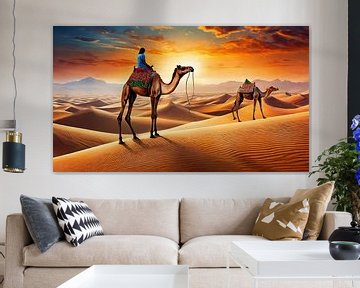 Camel in the desert, art design by Animaflora PicsStock