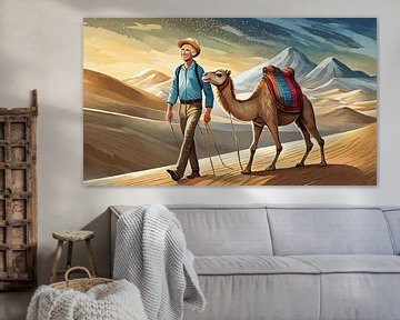 Safari Mann mit Kamel in der Wüste von Animaflora PicsStock
