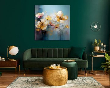 Abstract moderne Floating Flowers van Lauri Creates