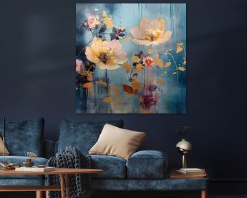 Modern abstracte aquarel van een barok bloemenveld van Lauri Creates