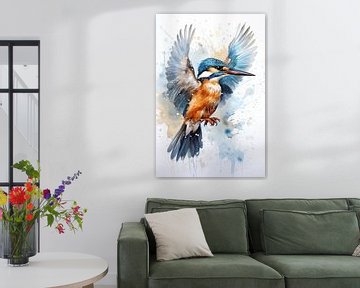 Eisvogel in Aquarell von Richard Rijsdijk