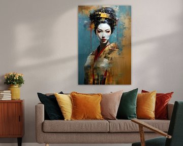 Représentation abstraite moderne d'une geisha sur Lauri Creates