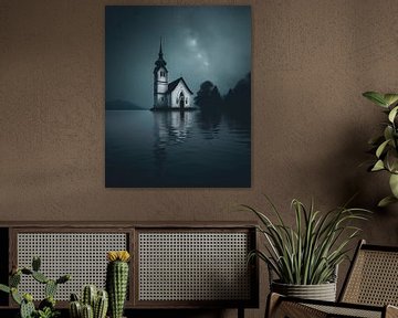 Lake, church, misty magic by fernlichtsicht