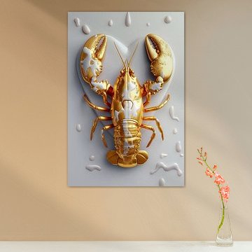 Lobster Luxe - GOLD CANCER on white heart by Marianne Ottemann - OTTI